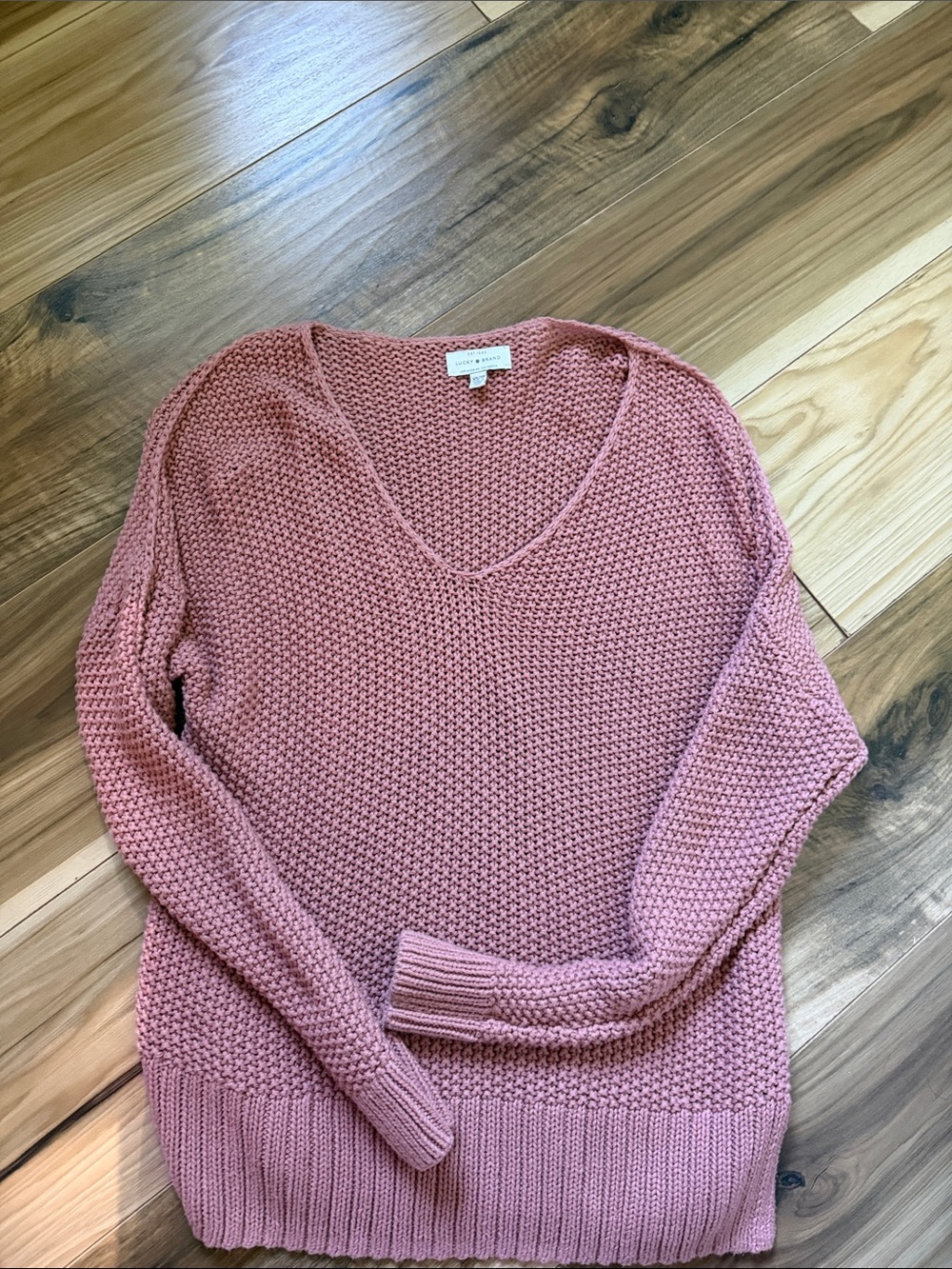 Lucky Brand Dusty Rose V-Neck Knit Sweater